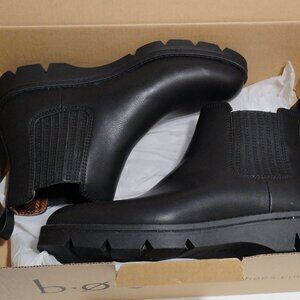 BOC Erin Black Faux Leather Pull On Ankle Boots Womens 6.5M ($110) NEW IN BOX